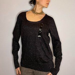 Brand new, never worn sparkly metallic black knit top
